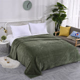 Winter Warm Chunky Fleece Ribbed Throw Luxurious Bedding Blanket for Sofa Couch Bed Green