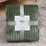 Winter Warm Chunky Fleece Ribbed Throw Luxurious Bedding Blanket for Sofa Couch Bed Green