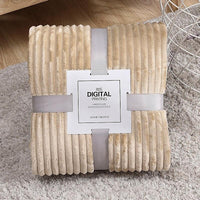 Winter Warm Chunky Fleece Ribbed Throw Luxurious Bedding Blanket for Sofa Couch Bed Khaki