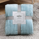 Winter Warm Chunky Fleece Ribbed Throw Luxurious Bedding Blanket for Sofa Couch Bed Light Blue