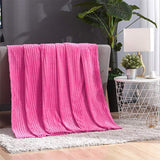 Winter Warm Chunky Fleece Ribbed Throw Luxurious Bedding Blanket for Sofa Couch Bed Rose Red