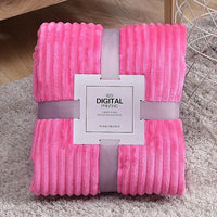 Winter Warm Chunky Fleece Ribbed Throw Luxurious Bedding Blanket for Sofa Couch Bed Rose Red