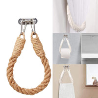 Nautical Rope Toilet Paper Holder Wall-Mounted Hanging Towel Rack