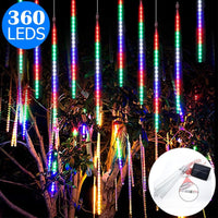 10 Tube 360 LEDs Solar Powered Lights Christmas Decoration Lamps Meteor Shower Rain Lights for Christmas Holiday Party Home Patio Party Multicolour