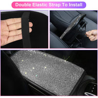 Universal Bling Rhinestones Car Armrest Cover Center Console Box Pad